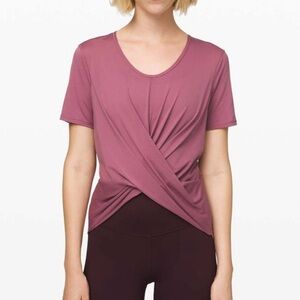 LULULEMON Plumful Do The Daily Short Sleeve Silverescent Active Top‎ Shirt Sz 12
